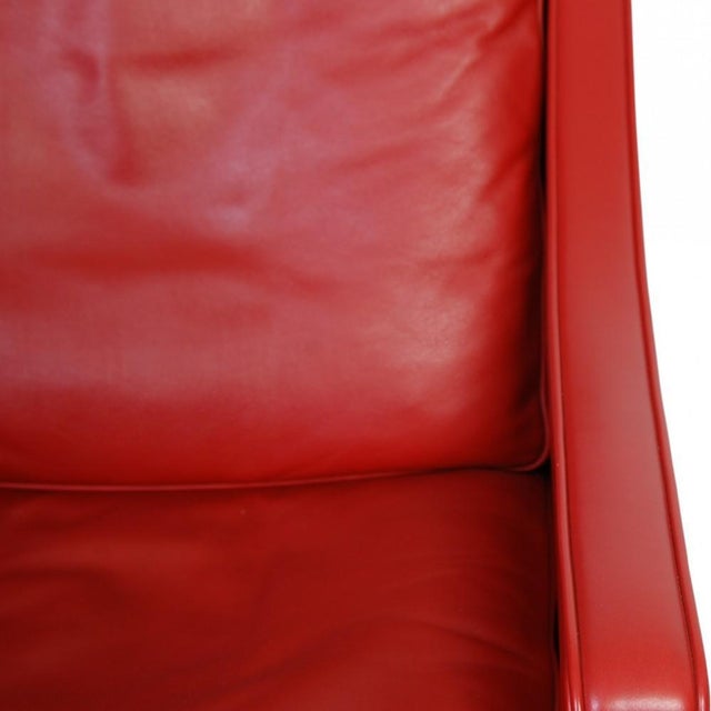 Model 2207 Lounge Chair in Red Leather by Børge Mogensen, 2000s For Sale - Image 9 of 18