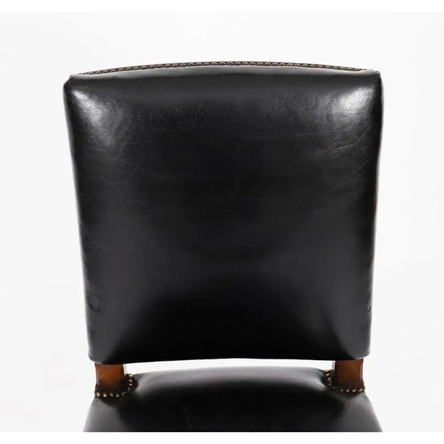 Antique French Walnut and Black Leather Dining Chairs, 19th Century, Set 12 For Sale - Image 10 of 13