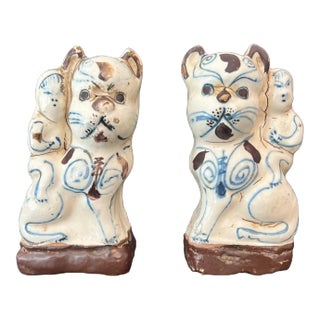 Antique Chinese Glazed Figural Censers - a Pair For Sale