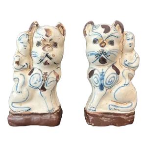Antique Chinese Glazed Figural Censers - a Pair