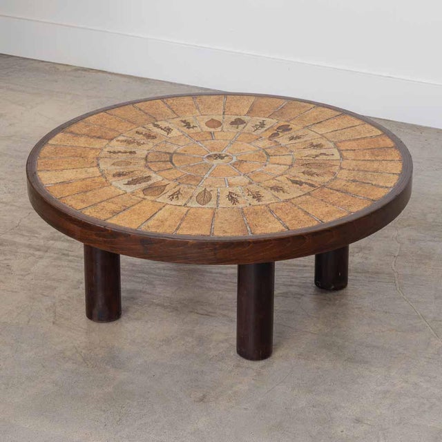 French 1960s Leaf Tiled Coffee Table by Roger Capron, Signed For Sale - Image 3 of 13