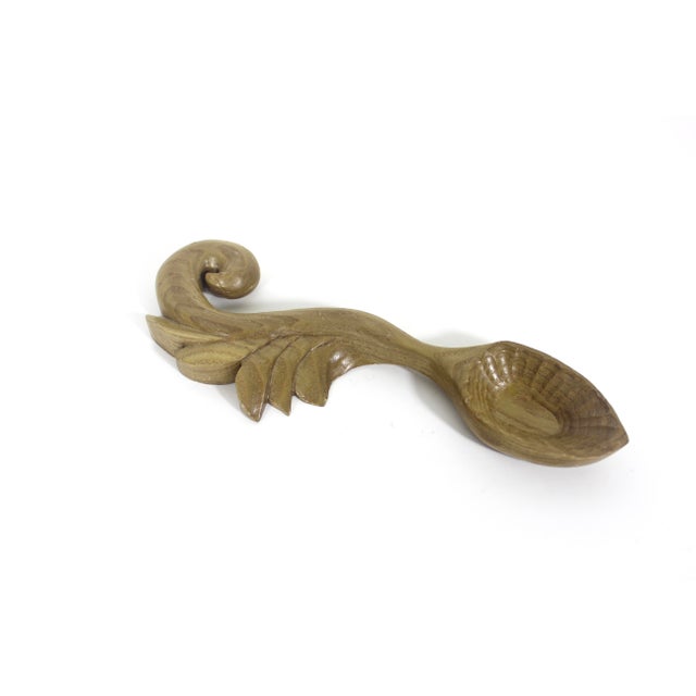 Hand Carved Wood Spoon Folk Art Treen Welsh Love Spoon For Sale - Image 6 of 8