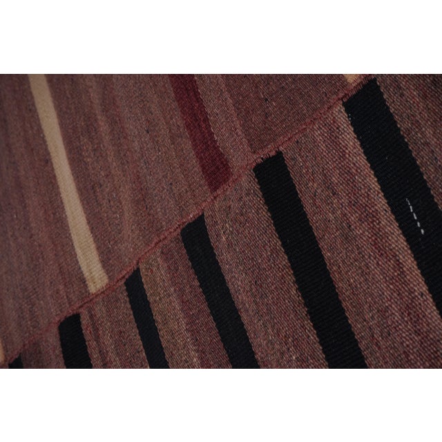 Oxblood Red 1960s Oversize Bohemian Striped Wool Kilim Rug 9'2'' X 10'6'' For Sale - Image 8 of 10