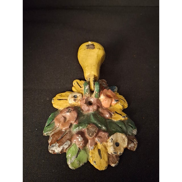 Antique Hubley Cast Iron Pear Floral Door Knocker Original Polychrome Paint C1920 For Sale - Image 11 of 14