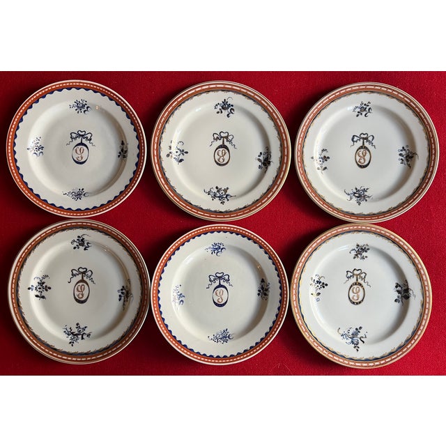 Antique 19th Century French Samson Porcelain Plates Chinese Export Style S Initial Monogram Crest - Set of 6 For Sale - Image 15 of 15