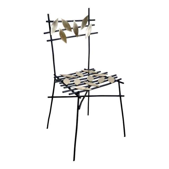 Autumn Chair in Steel and Brass by Frederic Gaillard For Sale