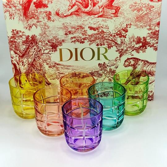 Contemporary Dior Maison Pastel Harmony Tortoiseshell Small Glasses With Toile Presentation Box, Complete Set of 6 For Sale - Image 3 of 17