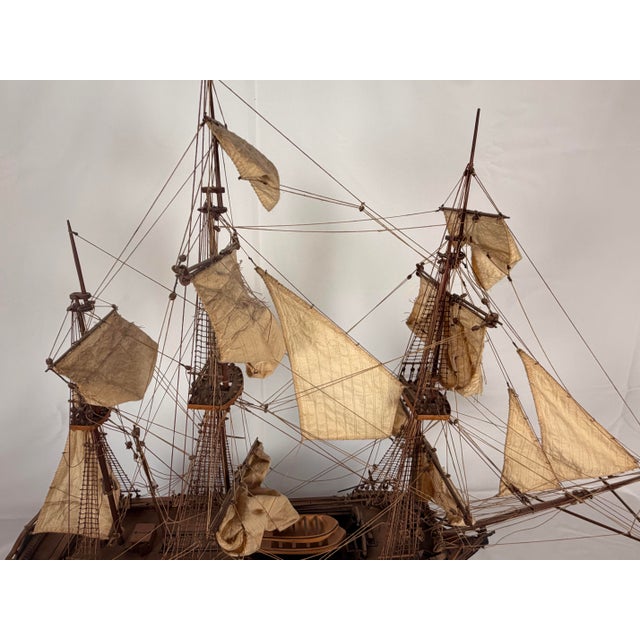 French Early 20th Century French Fully Rigged Model of the Frigate La Flore For Sale - Image 3 of 11