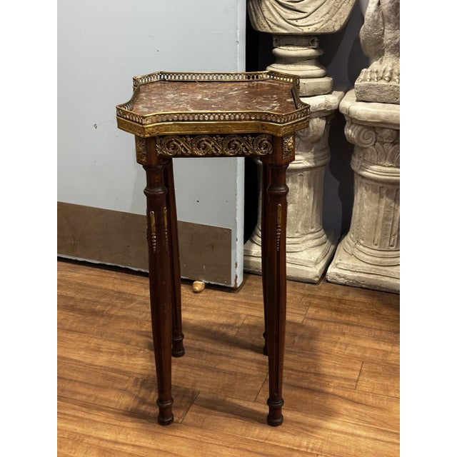 Antique French Side Table with Marble Top and Ormolu Mounts For Sale - Image 10 of 11