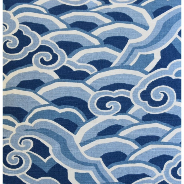 Kravet Blue & White Kravet Coastal Nautical Wave Feather/Down Pillows 18" Square - Pair For Sale - Image 4 of 5