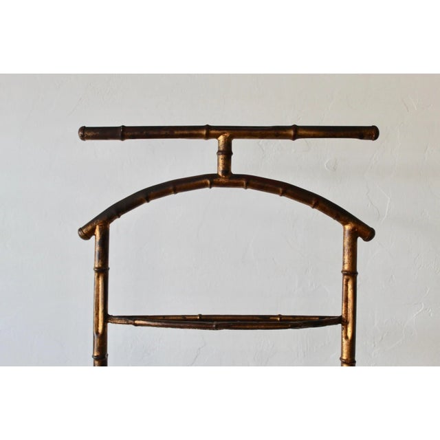 Faux Bamboo Italian Gilt Painted Valet Stand Mid Century For Sale - Image 4 of 13