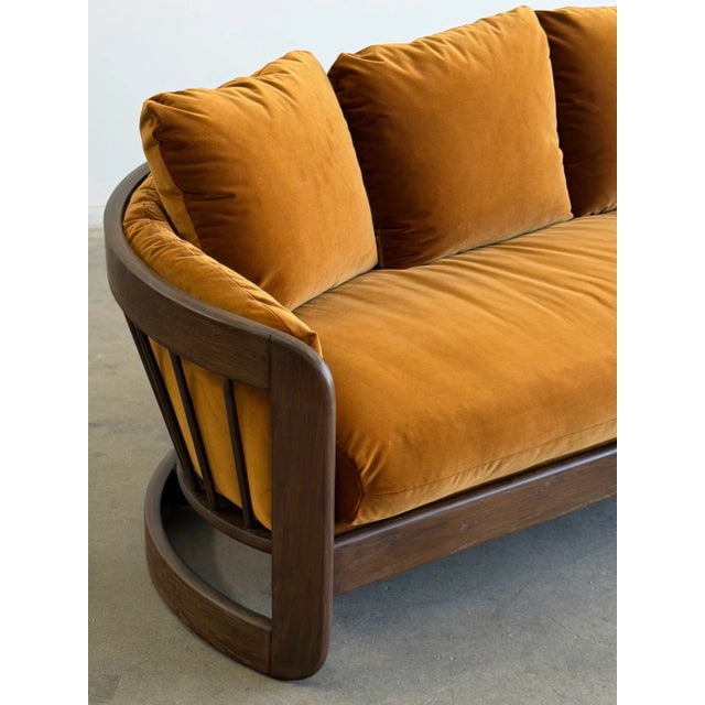 Wood 1970s Sculptural Oak Barrel Back Sofa Attributed to Howard Furniture For Sale - Image 7 of 15