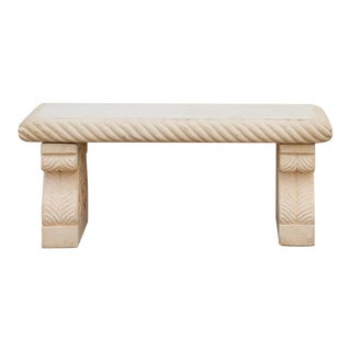 Hand-Carved Indo-French Stone Bench For Sale