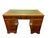 Vintage English Style Pedestal Desk with Green Leather Top For Sale - Image 5 of 5
