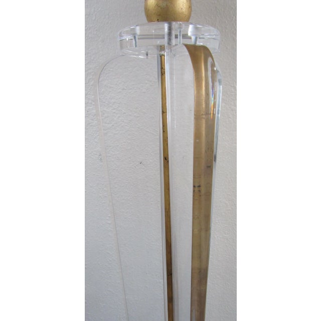 Metal Van Teal 1990s Art Deco Lucite Floor Lamp Torchier For Sale - Image 7 of 10