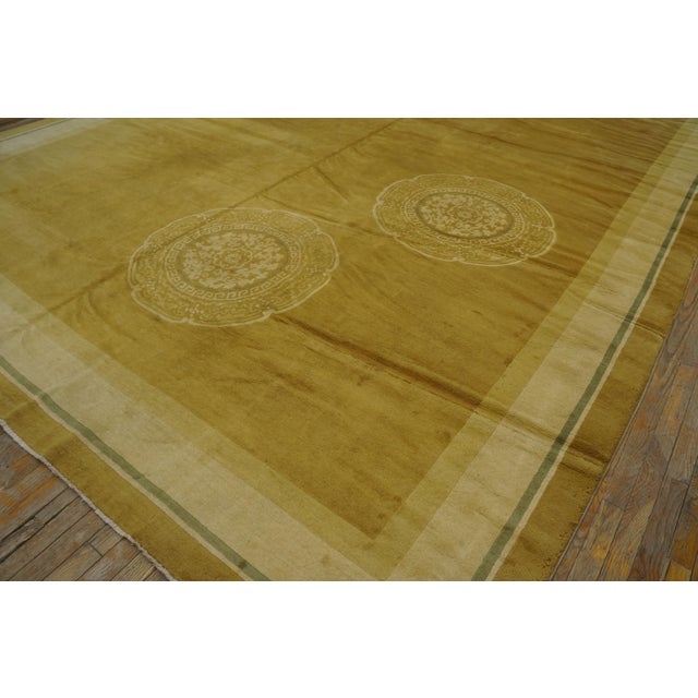 Exceptional Yellow-Green Color Background & Allover Pattern Antique Chinese Art Deco Rug For Sale - Image 4 of 12