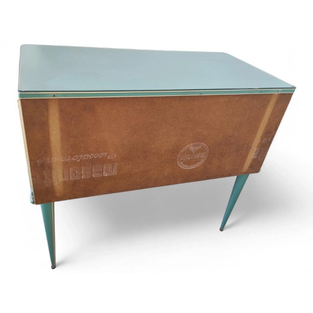 Vintage Petrol Green Two-Door Buffet Cabinet, 1950s For Sale - Image 4 of 12