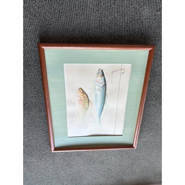 Midcentury Fish Watercolor, Signed, Matted and Framed For Sale In Houston - Image 6 of 6