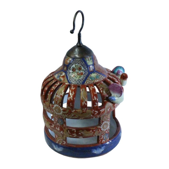 1980s Chinese Vintage Handmade Red Ceramic Birdcage Shape Display Figure For Sale - Image 5 of 8