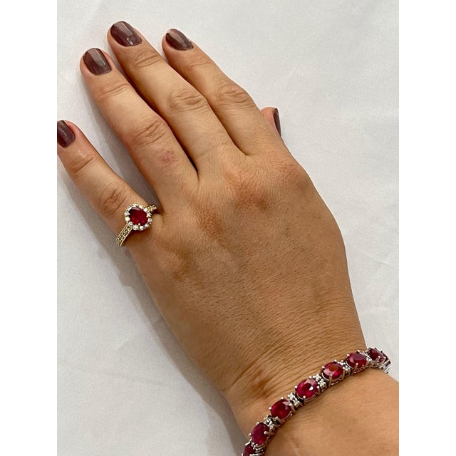 19 Carat Ruby & 1 Carat Diamond Affordable Tennis Bracelet 14 Karat White Gold For Sale - Image 4 of 18