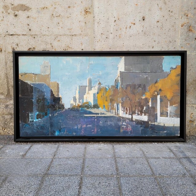 Collage and acrylic on board “urban landscape”, miguel carlos, contemporary art, 21st century – spain technique on...
