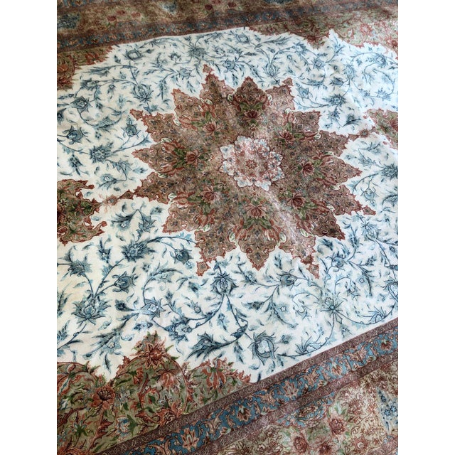 1980s Traditional Handmade Silk Persian Rug | 7’8”x11’6” For Sale - Image 9 of 10