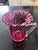 Farmhouse Vintage Cranberry Pilgram Glass Milk Mini Pitchers - Pair For Sale - Image 3 of 4