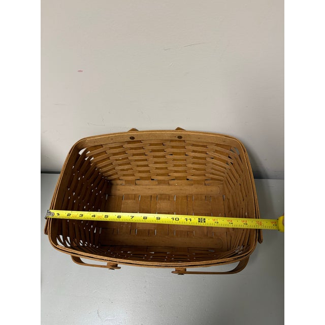 Longaberger Vintage Large Woven 16”x11” Gathering Double Handles Basket, Farmhouse, Farmers Market -No Liner For Sale - Image 4 of 11
