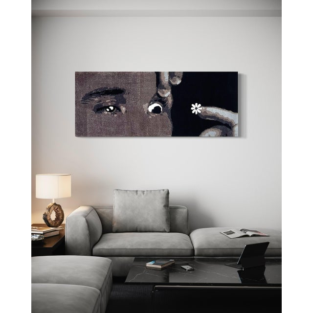 Textile Cedric Vu "Grwm" Horizontal Tufted Yarn Self Portrait, Face Fragments, Dark Field, Contemporary California Textile Art, Pop Art, 2025 For Sale - Image 7 of 8