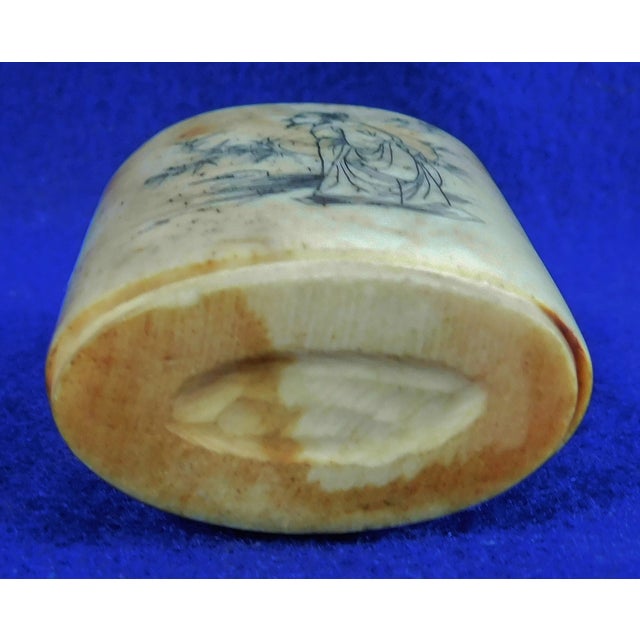 Vintage Mid Century Chinese Hand Carved Figural Bone Snuff Bottle For Sale - Image 10 of 11