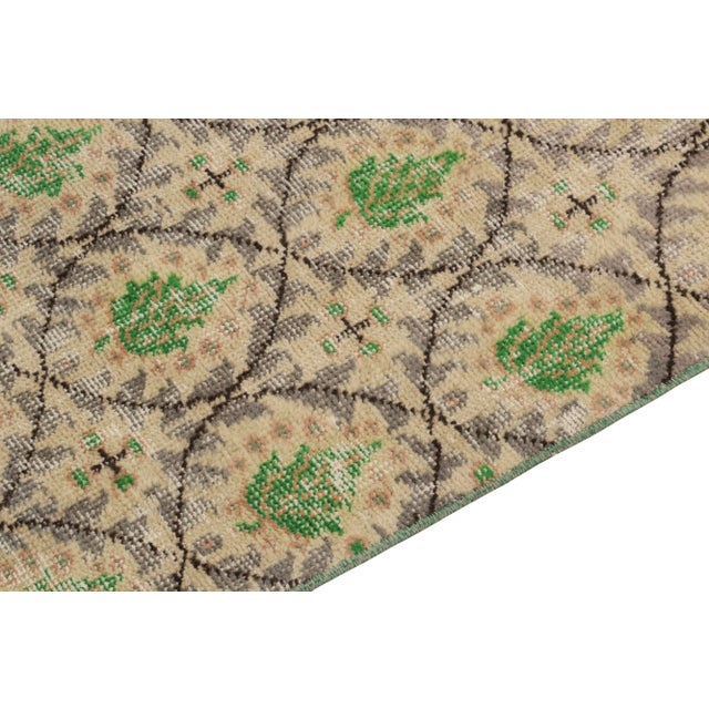 1960s 1960s Vintage Distressed Runner in Beige, Gray and Green Floral Patterns For Sale - Image 5 of 7