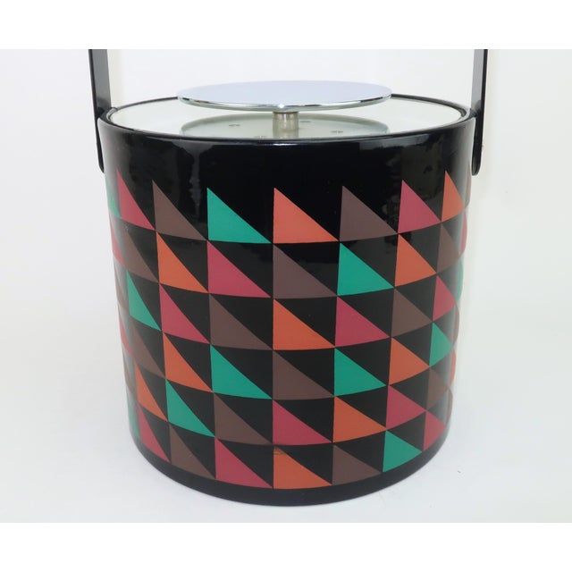 Georges Briard Memphis Style Postmodern Black Geometric Print Ice Bucket, 1980's For Sale In Atlanta - Image 6 of 13