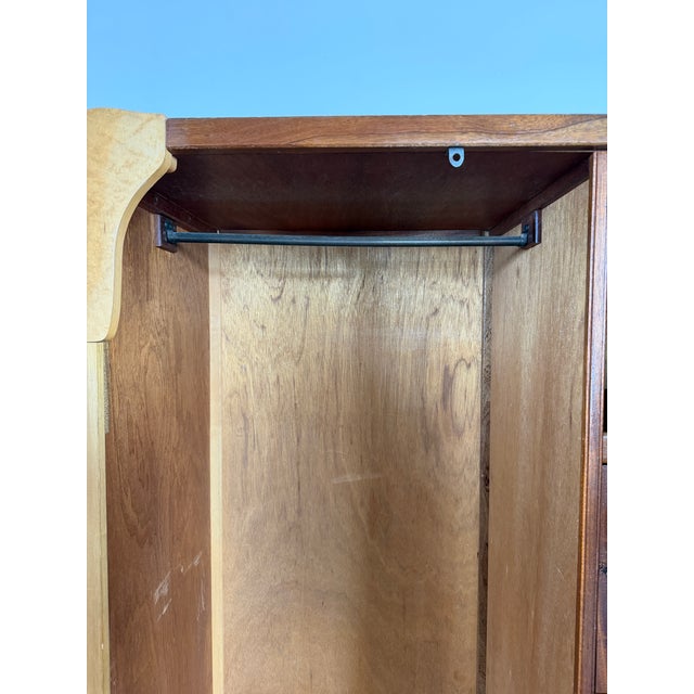 Vintage Art Deco 1940's Burl-Wood Armoire For Sale - Image 12 of 18