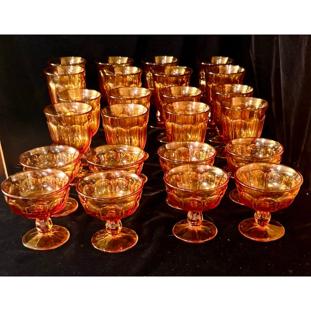 Mid-Century Modern 1960s Mid Century Modern Noritake Provincial Set of Amber Goblets - 24 Pieces For Sale - Image 3 of 9