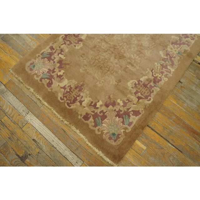 1920s A Beige Ground Color Wiht Exquisite Geometric Pattern Antique Chinese Art Deco Rug For Sale - Image 5 of 12