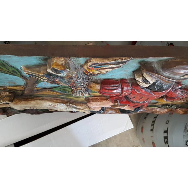 Polychrome Pine Wood Carved Wall Sculpture For Sale - Image 3 of 6