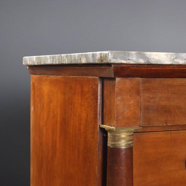 Empire Chest of Drawers in Walnut and Marble For Sale - Image 3 of 12