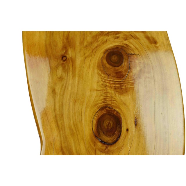 Brown Handmade Modern Minimal Live Edge Tall Wall Hanging Solid Polished Wood Slab Sculpture Art For Sale - Image 8 of 18