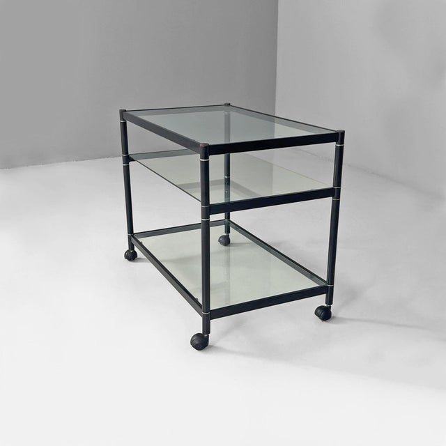 Italian Modern Cart in Steel and Glass, 1970s For Sale - Image 11 of 11