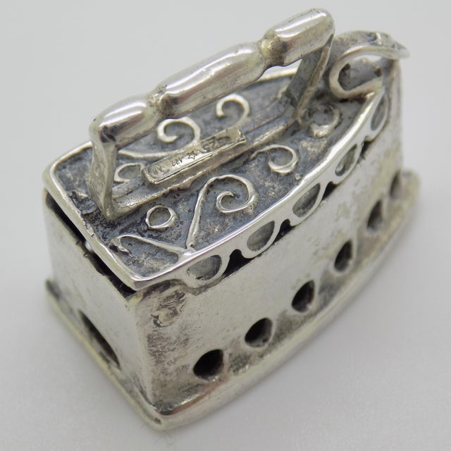 Vintage Italian Handmade Genuine Sterling Silver 925 Old Fabric Iron Dollhouse Miniature For Sale - Image 6 of 10