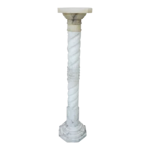 Antique Italian Calcutta Marble Carved Greek Key Column Pedestal Display Plant Stand