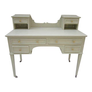1960s Vintage Desk Sage Color 6 Drawers on Wheels For Sale