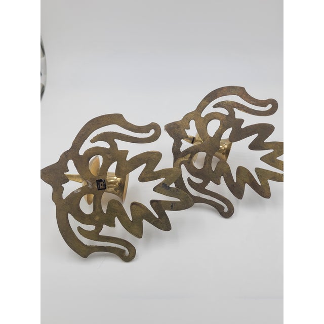Brass Mid 20th Century Hollywood Regency Solid Brass Leaf Sconces-a Pair For Sale - Image 8 of 10