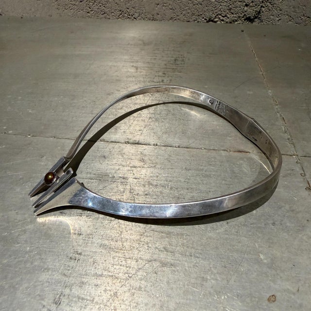 Vintage Mexican Modernist Sterling Silver Collar Necklace For Sale In San Diego - Image 6 of 14