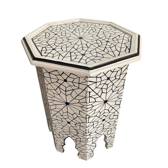 Hand-Painted Moroccan Octagonal Side Table For Sale - Image 4 of 8
