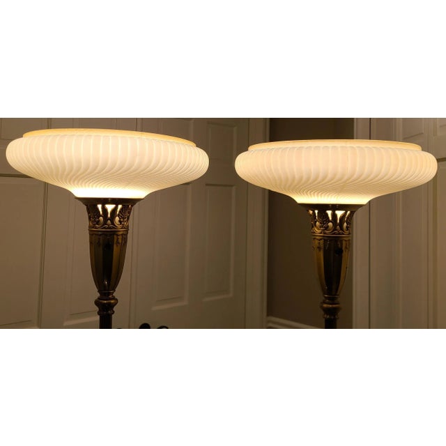Mid-Century Mutual Sunset Lamp Company Restored Torchiere Lamps - a Pair For Sale In Seattle - Image 6 of 13
