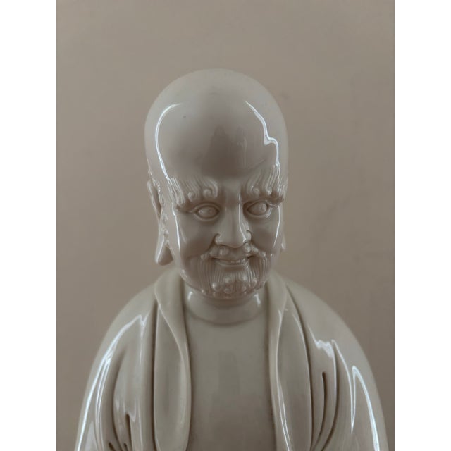 Large 19” Vintage Blanc De Chine Porcelain Bodhidharma Damo Statue For Sale In New York - Image 6 of 10