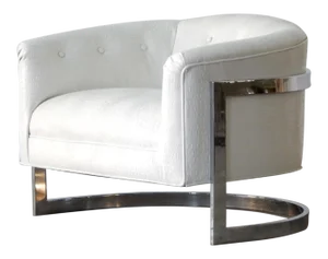 Mid Century Modern Chrome Club Chair in Faux Albino Alligator Hide