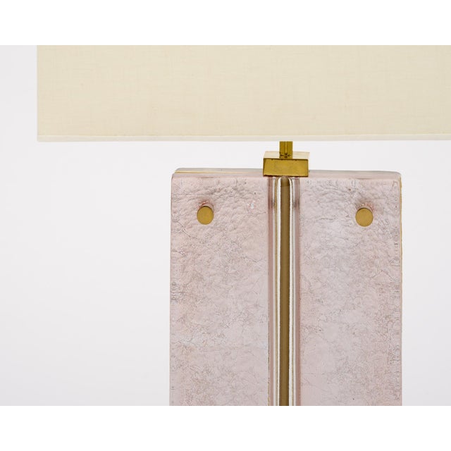 Single Venetian Glass, Pink and Gold Slab Lamp, Murano For Sale In Austin - Image 6 of 11