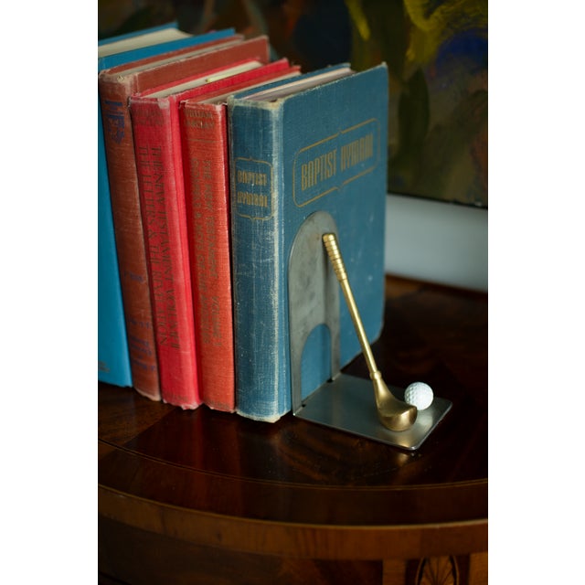 1980s Chrome & Brass Golf Club Book Ends For Sale - Image 13 of 14